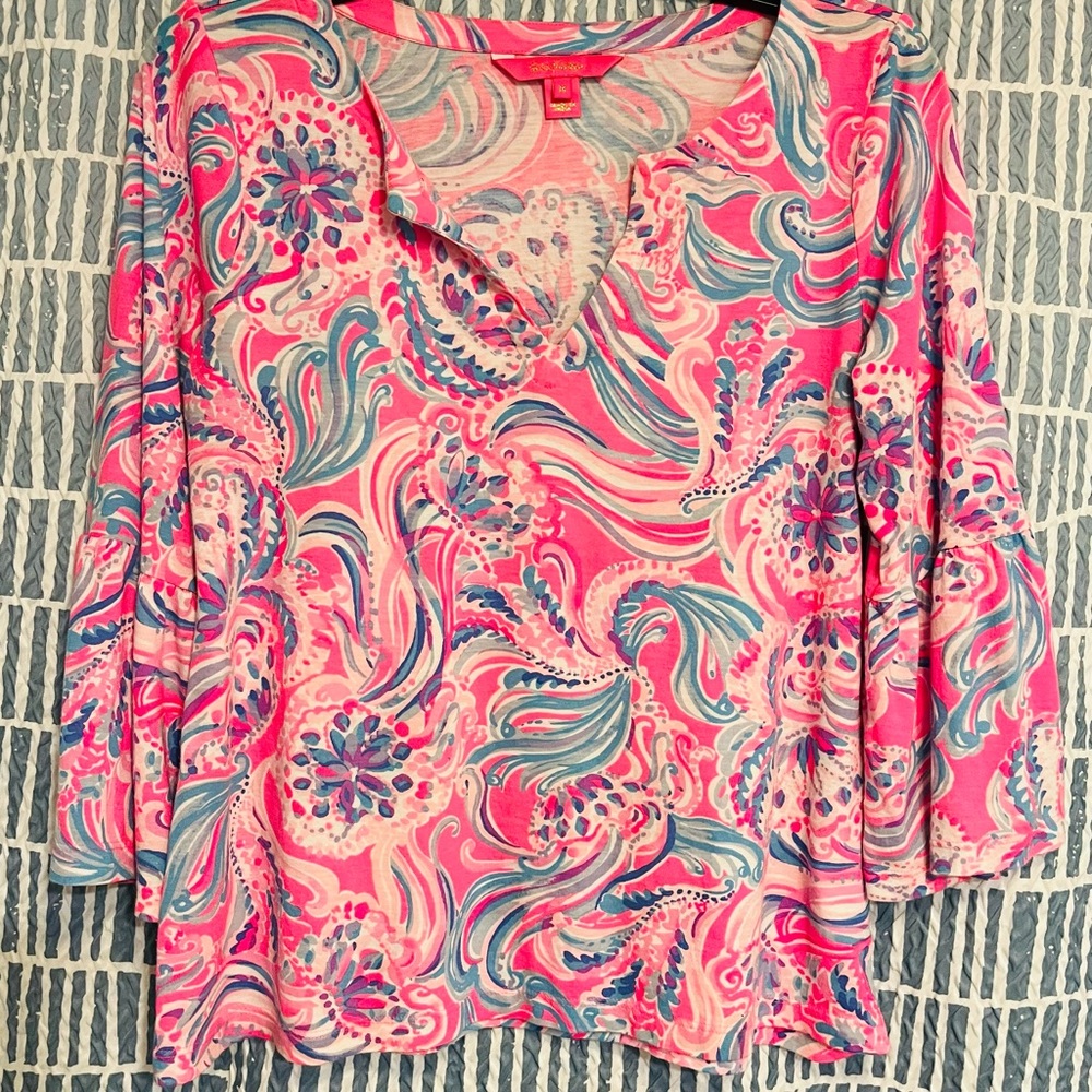 Lilly Pulitzer Vibrant Pink and Blue Blouse
